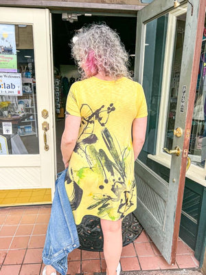 Inoah Yellow Paint Splash Dress at ooh la la! in Grapevine TX 76051