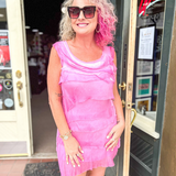 Silk Ruffle Dress - Hot Pink