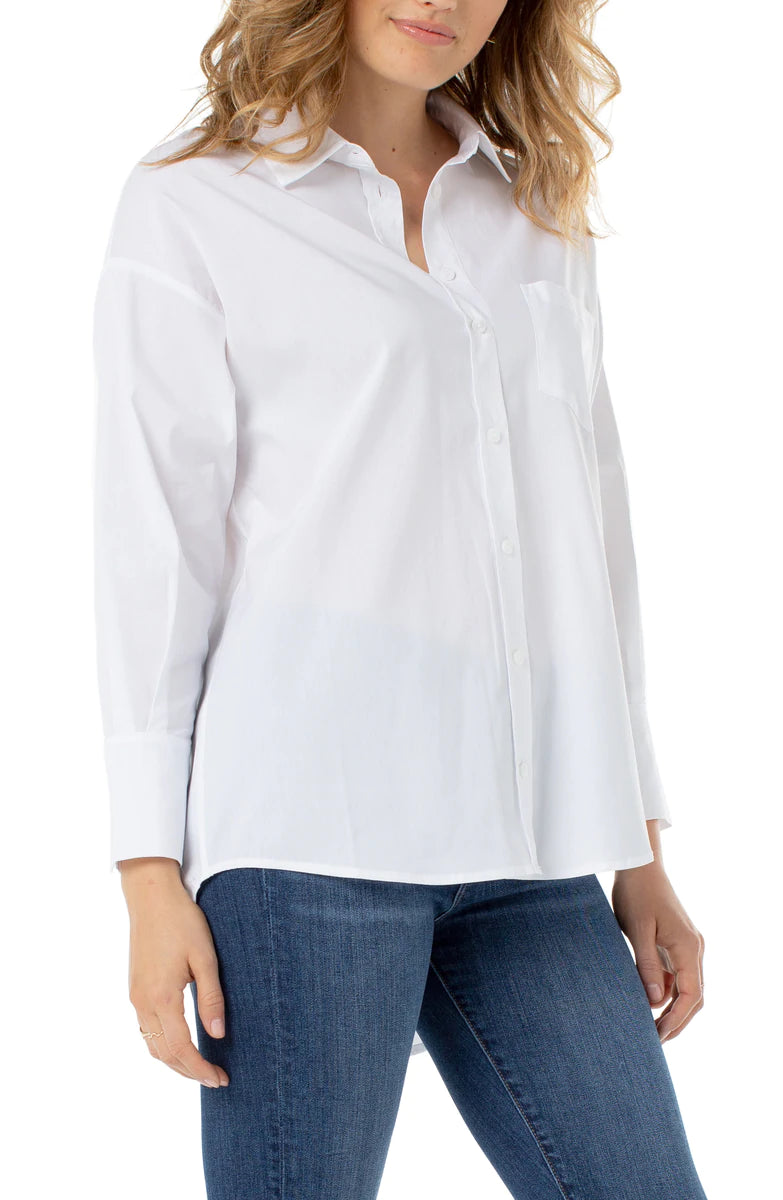 Liverpool Oversized Classic Button Down Shirt - White - ooh la la!