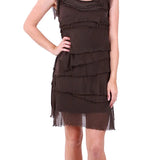 Silk Ruffle Dress - Chocolate