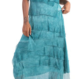 Long Silk Ruffle dress - Washed teal