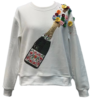 Queen of Sparkles Multi Popping Champagne Sweatshirt at ooh la la! in Grapevine TX 76051
