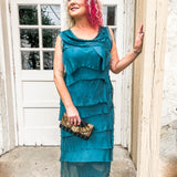 Long Silk Ruffle Dress in Assorted Colors