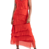 Long Silk Ruffle Dress in Assorted Colors