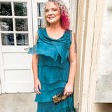 Long Silk Ruffle Dress in Assorted Colors