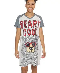 Lazy One V-neck Nightshirt -  Beary Cool