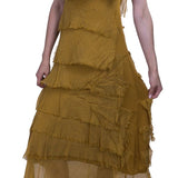 Long Silk Ruffle Dress in Assorted Colors