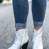 Super Bling Short Zipper Boots - White at ooh la la! in Grapevine, TX 76051