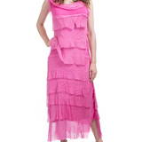 Long Silk Ruffle Dress in Assorted Colors