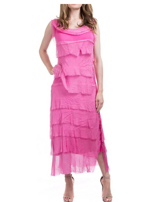 Long Silk Ruffle Dress in Assorted Colors