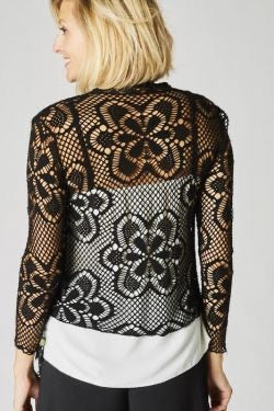 Shrug Cardigan - Laser Cut - Black