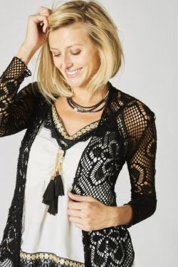 Shrug Cardigan - Laser Cut - Black