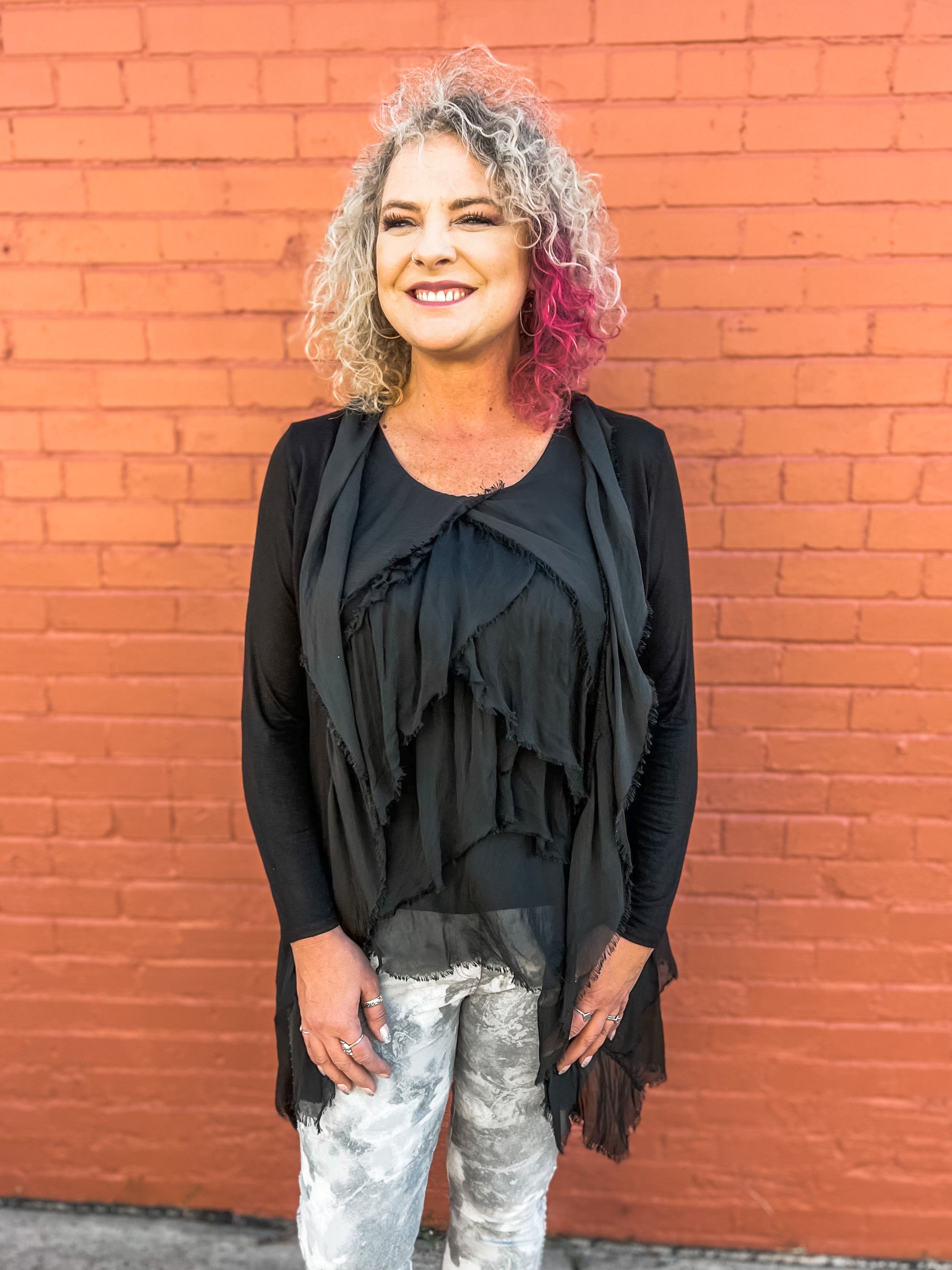 Silk Long Ruffle Jacket