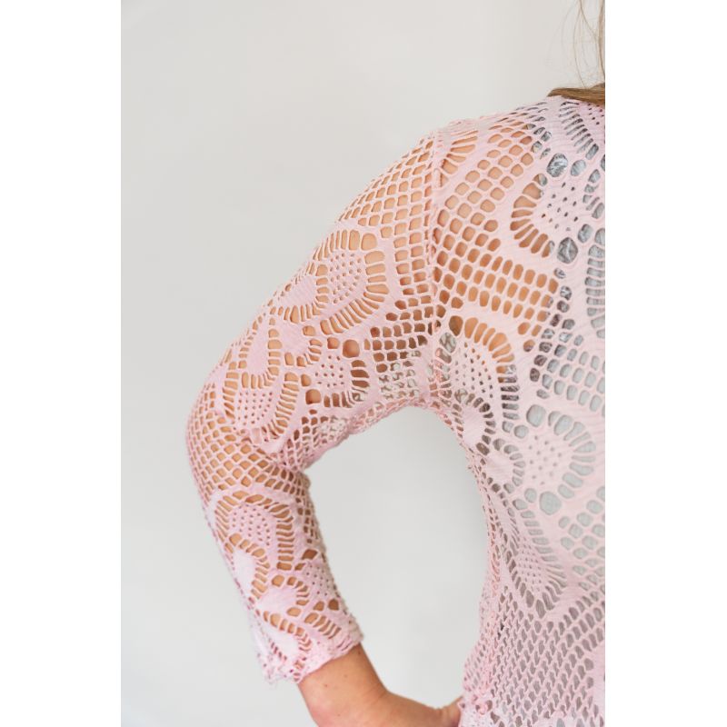 Shrug Cardigan - Laser Cut - Pink